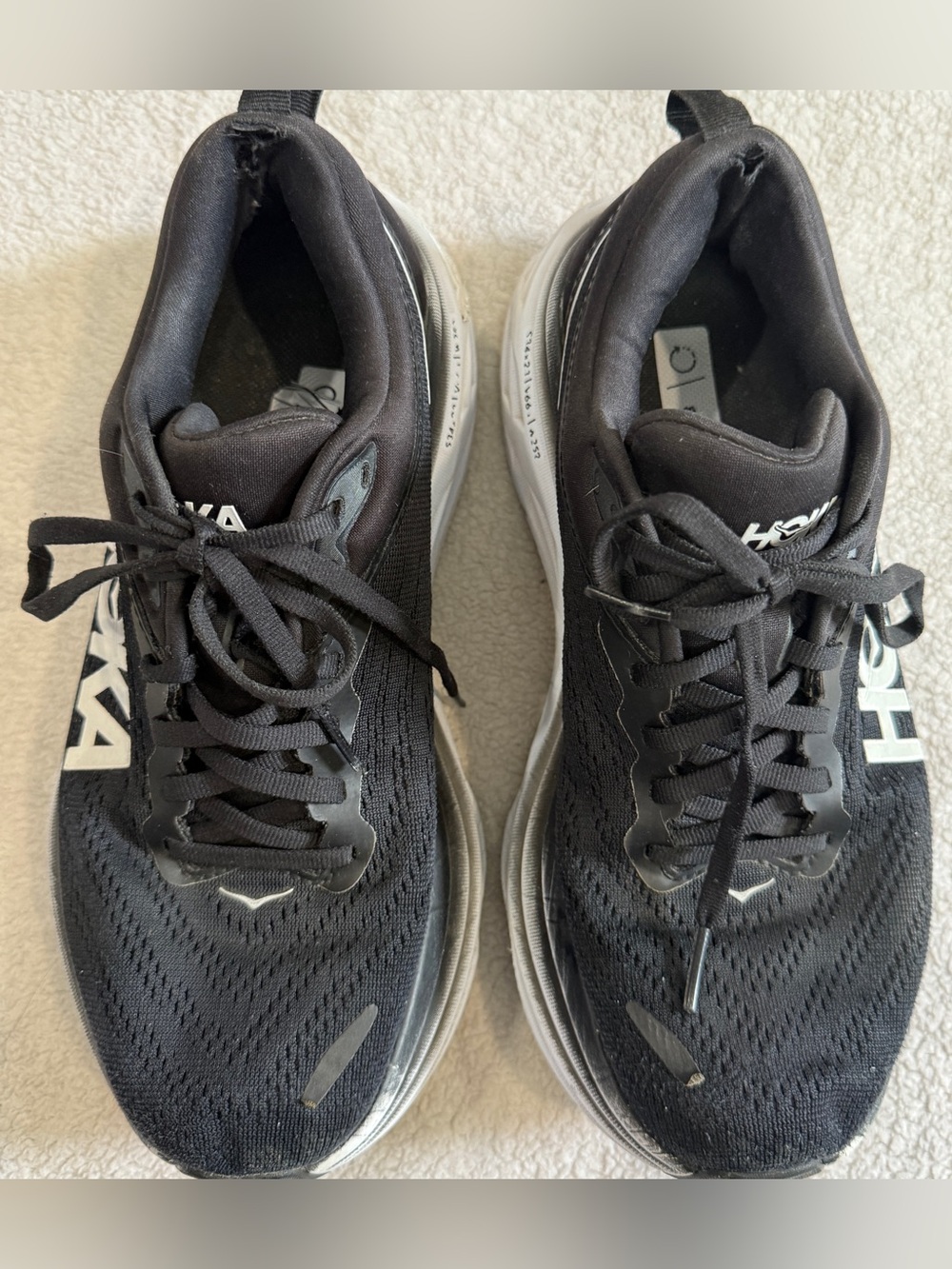 Hoka Bondi 8 Womens Sneakers Running Shoes Size 7.5 Black/White Athletic - Picture 2 of 13